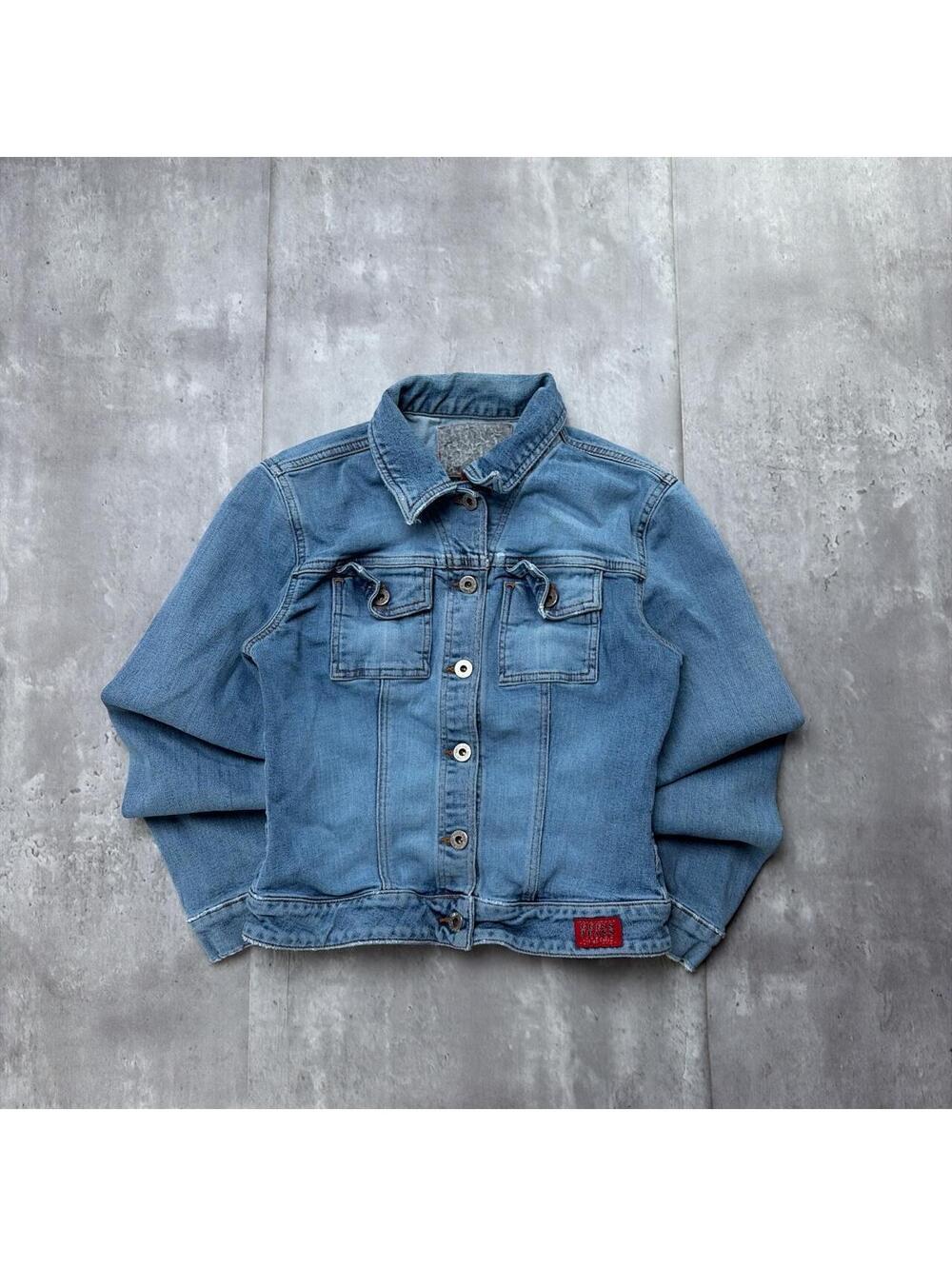 Y2K Light Wash Guess Jeans Grunge Denim Trucker Jacket